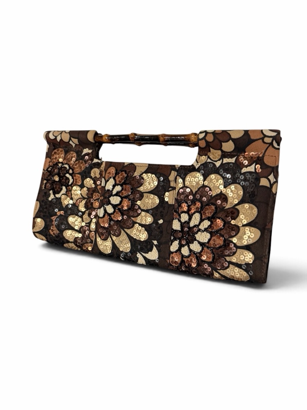 The Limited Y2K Floral Sequin Bamboo Handle Clutch
